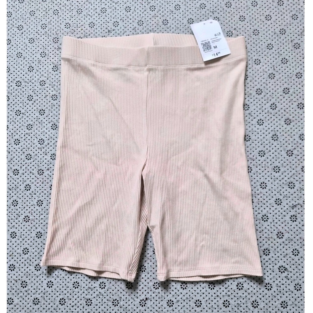 NWT Forever 21 Winter Wheat Ribbed Biker Shorts Beige  Legging Medium